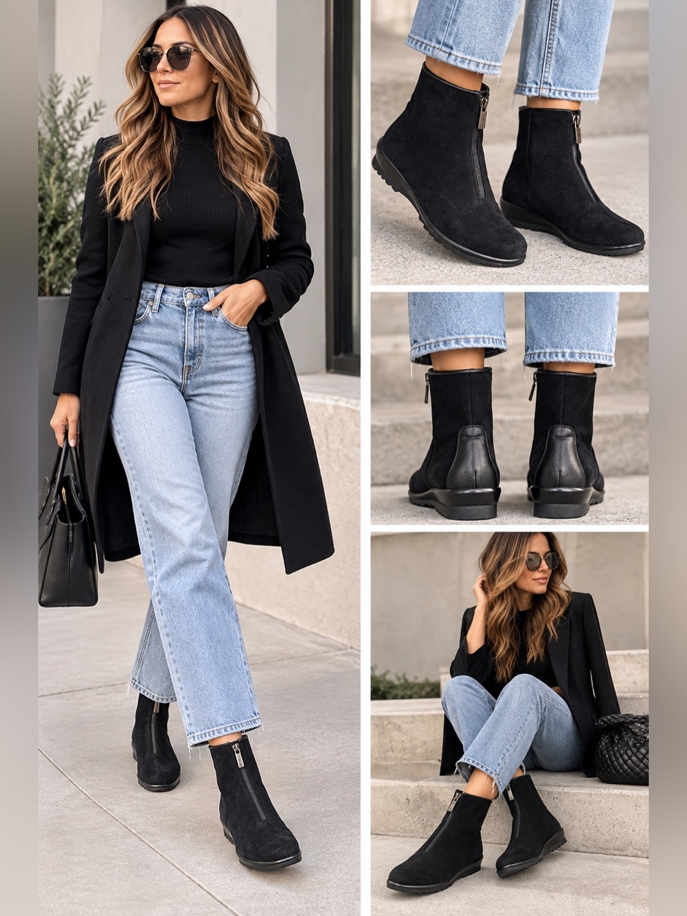 La Canadienne Womens Tiana Black
Suede Ankle Boots Size 7.5